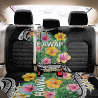 Hawaii Aloha Tropical Leaves and Flower Back Car Seat Cover with Polynesian Art Tattoo Black Color LT03 - Polynesian Pride