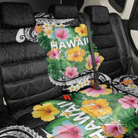 Hawaii Aloha Tropical Leaves and Flower Back Car Seat Cover with Polynesian Art Tattoo Black Color LT03 - Polynesian Pride