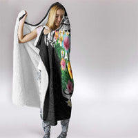 Hawaii Aloha Tropical Leaves and Flower Hooded Blanket with Polynesian Art Tattoo Black Color LT03 - Polynesian Pride