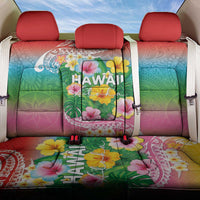 Hawaii Aloha Tropical Leaves and Flower Back Car Seat Cover with Polynesian Art Tattoo Rainbow Color LT03 One Size Rainbow - Polynesian Pride