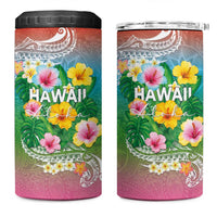 Hawaii Aloha Tropical Leaves and Flower 4 in 1 Can Cooler Tumbler with Polynesian Art Tattoo Rainbow Color LT03 One Size: 16 oz Rainbow - Polynesian Pride