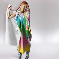 Hawaii Aloha Tropical Leaves and Flower Hooded Blanket with Polynesian Art Tattoo Rainbow Color LT03 - Polynesian Pride