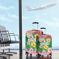 Hawaii Aloha Tropical Leaves and Flower Luggage Cover with Polynesian Art Tattoo Rainbow Color LT03 - Polynesian Pride