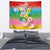 Hawaii Aloha Tropical Leaves and Flower Tapestry with Polynesian Art Tattoo Rainbow Color - Polynesian Pride