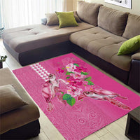 Hawaii Aloha Turtle Hibiscus and Leaves Area Rug with Polynesian and Kakau Tattoos Rose Color LT03 - Polynesian Pride