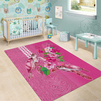 Hawaii Aloha Turtle Hibiscus and Leaves Area Rug with Polynesian and Kakau Tattoos Rose Color LT03 - Polynesian Pride