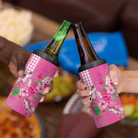 Hawaii Aloha Turtle Hibiscus and Leaves 4 in 1 Can Cooler Tumbler with Polynesian and Kakau Tattoos Rose Color LT03 - Polynesian Pride