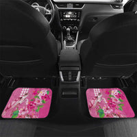 Hawaii Aloha Turtle Hibiscus and Leaves Car Mats with Polynesian and Kakau Tattoos Rose Color LT03 Set 2pcs - Back Pink - Polynesian Pride