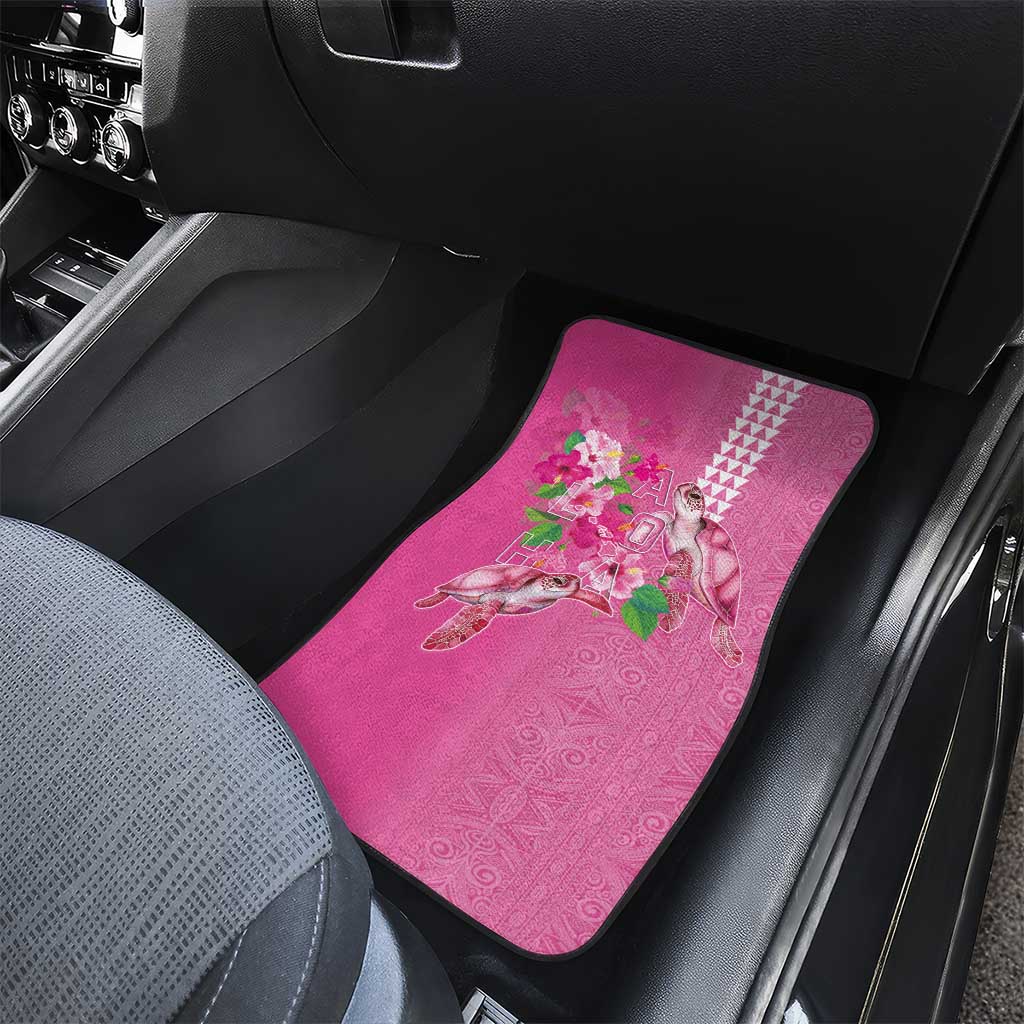 Hawaii Aloha Turtle Hibiscus and Leaves Car Mats with Polynesian and Kakau Tattoos Rose Color LT03 - Polynesian Pride