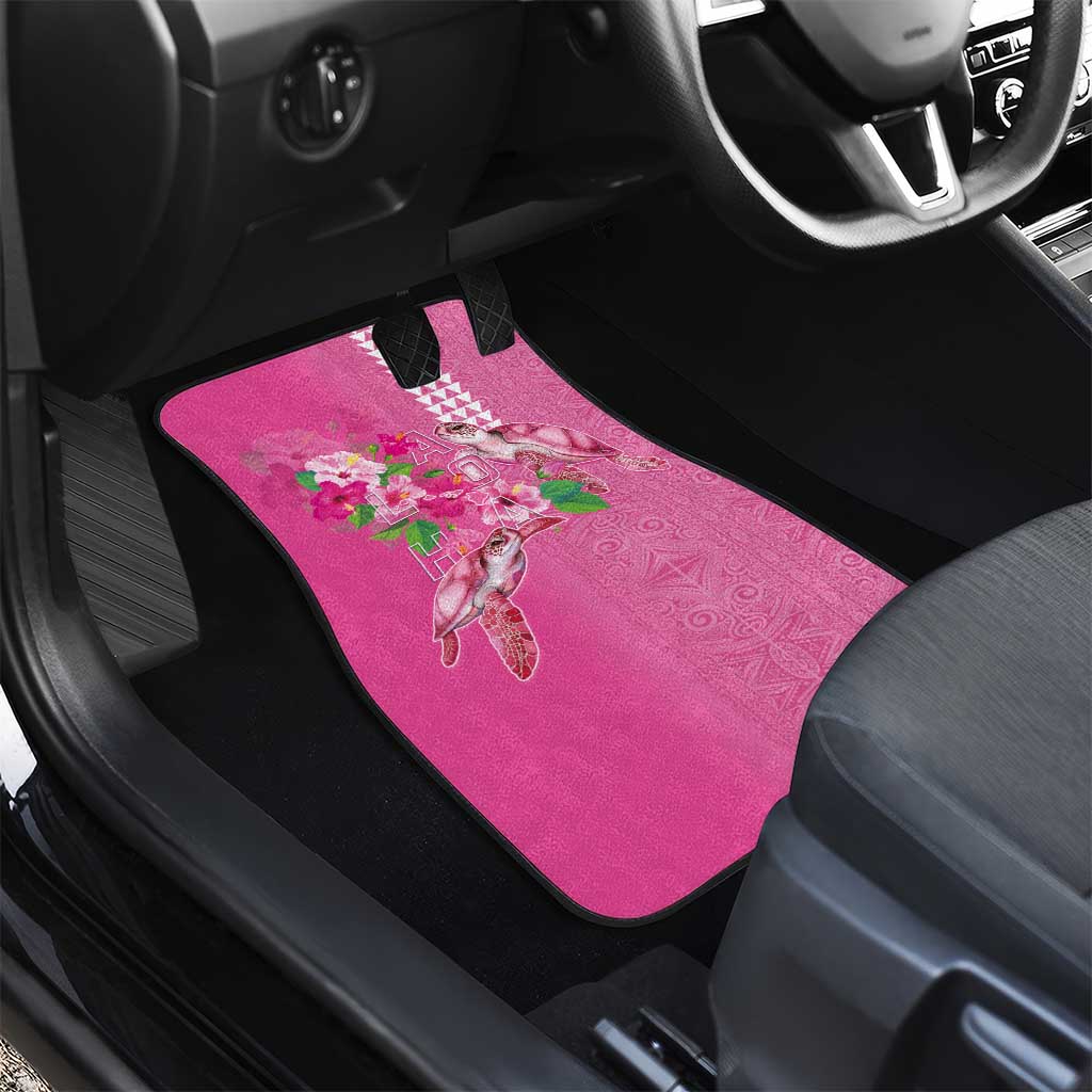 Hawaii Aloha Turtle Hibiscus and Leaves Car Mats with Polynesian and Kakau Tattoos Rose Color LT03 - Polynesian Pride
