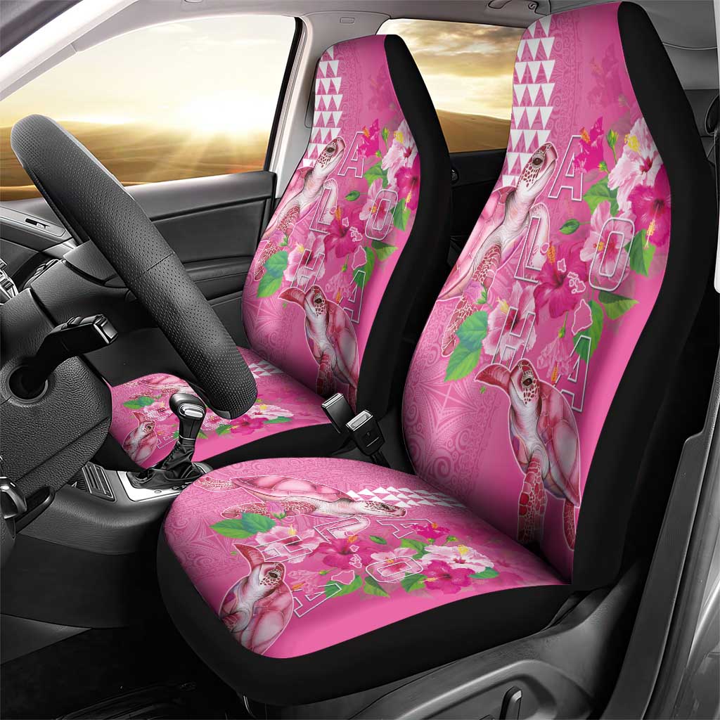 Hawaii Aloha Turtle Hibiscus and Leaves Car Seat Cover with Polynesian and Kakau Tattoos Rose Color LT03 - Polynesian Pride
