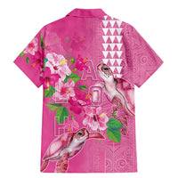 Hawaii Aloha Turtle Hibiscus and Leaves Family Matching Mermaid Dress and Hawaiian Shirt with Polynesian and Kakau Tattoos Rose Color - Polynesian Pride