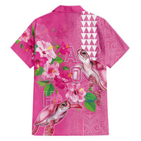 Hawaii Aloha Turtle Hibiscus and Leaves Family Matching Summer Maxi Dress and Hawaiian Shirt with Polynesian and Kakau Tattoos Rose Color LT03 - Polynesian Pride