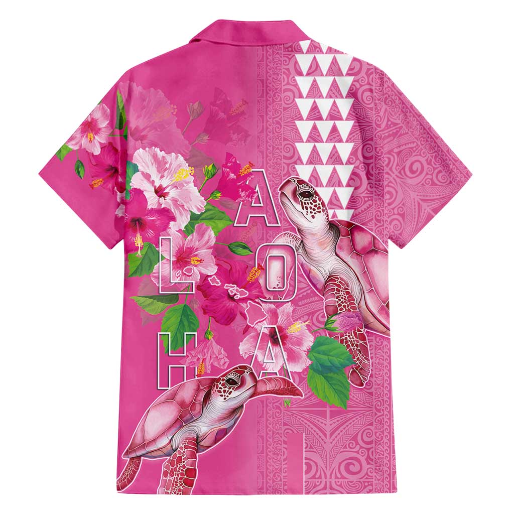 Hawaii Aloha Turtle Hibiscus and Leaves Family Matching Tank Maxi Dress and Hawaiian Shirt with Polynesian and Kakau Tattoos Rose Color LT03 - Polynesian Pride
