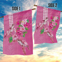 Hawaii Aloha Turtle Hibiscus and Leaves Garden Flag with Polynesian and Kakau Tattoos Rose Color LT03 - Polynesian Pride