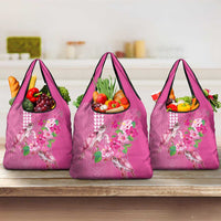 Hawaii Aloha Turtle Hibiscus and Leaves Grocery Bag with Polynesian and Kakau Tattoos Rose Color LT03 3-pack One Size Pink - Polynesian Pride