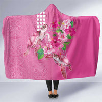 Hawaii Aloha Turtle Hibiscus and Leaves Hooded Blanket with Polynesian and Kakau Tattoos Rose Color LT03 One Size Pink - Polynesian Pride