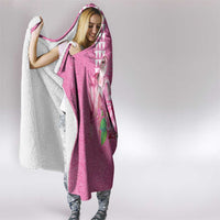 Hawaii Aloha Turtle Hibiscus and Leaves Hooded Blanket with Polynesian and Kakau Tattoos Rose Color LT03 - Polynesian Pride