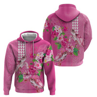 Hawaii Aloha Turtle Hibiscus and Leaves Hoodie with Polynesian and Kakau Tattoos Rose Color LT03 - Polynesian Pride