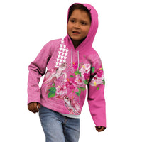 Hawaii Aloha Turtle Hibiscus and Leaves Kid Hoodie with Polynesian and Kakau Tattoos Rose Color LT03 - Polynesian Pride