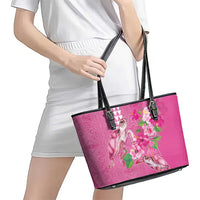 Hawaii Aloha Turtle Hibiscus and Leaves Leather Tote Bag with Polynesian and Kakau Tattoos Rose Color LT03 - Polynesian Pride