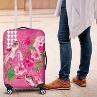 Hawaii Aloha Turtle Hibiscus and Leaves Luggage Cover with Polynesian and Kakau Tattoos Rose Color LT03 Pink - Polynesian Pride