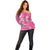 Hawaii Aloha Turtle Hibiscus and Leaves Off Shoulder Sweater with Polynesian and Kakau Tattoos Rose Color - Polynesian Pride