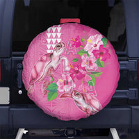 Hawaii Aloha Turtle Hibiscus and Leaves Spare Tire Cover with Polynesian and Kakau Tattoos Rose Color LT03 No hole Pink - Polynesian Pride