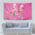 Hawaii Aloha Turtle Hibiscus and Leaves Tapestry with Polynesian and Kakau Tattoos Rose Color - Polynesian Pride