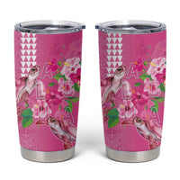 Hawaii Aloha Turtle Hibiscus and Leaves Tumbler Cup with Polynesian and Kakau Tattoos Rose Color LT03 Pink - Polynesian Pride