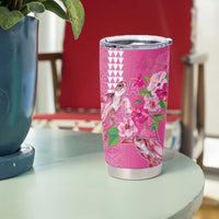 Hawaii Aloha Turtle Hibiscus and Leaves Tumbler Cup with Polynesian and Kakau Tattoos Rose Color LT03 - Polynesian Pride