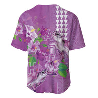 Hawaii Aloha Turtle Hibiscus and Leaves Baseball Jersey with Polynesian and Kakau Tattoos Lilac Color LT03 - Polynesian Pride