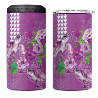 Hawaii Aloha Turtle Hibiscus and Leaves 4 in 1 Can Cooler Tumbler with Polynesian and Kakau Tattoos Lilac Color LT03 One Size: 16 oz Purple - Polynesian Pride