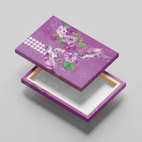 Hawaii Aloha Turtle Hibiscus and Leaves Canvas Wall Art with Polynesian and Kakau Tattoos Lilac Color LT03 - Polynesian Pride