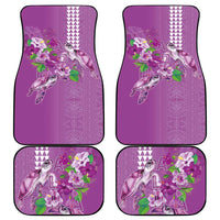 Hawaii Aloha Turtle Hibiscus and Leaves Car Mats with Polynesian and Kakau Tattoos Lilac Color LT03 - Polynesian Pride