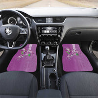 Hawaii Aloha Turtle Hibiscus and Leaves Car Mats with Polynesian and Kakau Tattoos Lilac Color LT03 Set 2pcs - Front Purple - Polynesian Pride