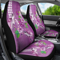 Hawaii Aloha Turtle Hibiscus and Leaves Car Seat Cover with Polynesian and Kakau Tattoos Lilac Color LT03 - Polynesian Pride