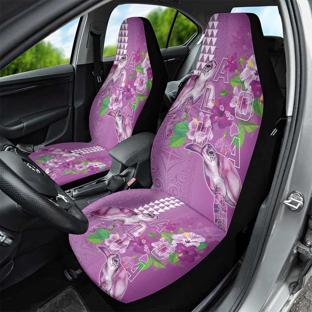 Hawaii Aloha Turtle Hibiscus and Leaves Car Seat Cover with Polynesian and Kakau Tattoos Lilac Color LT03 - Polynesian Pride