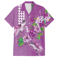 Hawaii Aloha Turtle Hibiscus and Leaves Family Matching Tank Maxi Dress and Hawaiian Shirt with Polynesian and Kakau Tattoos Lilac Color LT03 Dad's Shirt - Short Sleeve Purple - Polynesian Pride