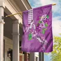 Hawaii Aloha Turtle Hibiscus and Leaves Garden Flag with Polynesian and Kakau Tattoos Lilac Color LT03 House Flag Purple - Polynesian Pride