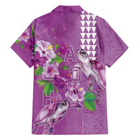 Hawaii Aloha Turtle Hibiscus and Leaves Hawaiian Shirt with Polynesian and Kakau Tattoos Lilac Color LT03 - Polynesian Pride