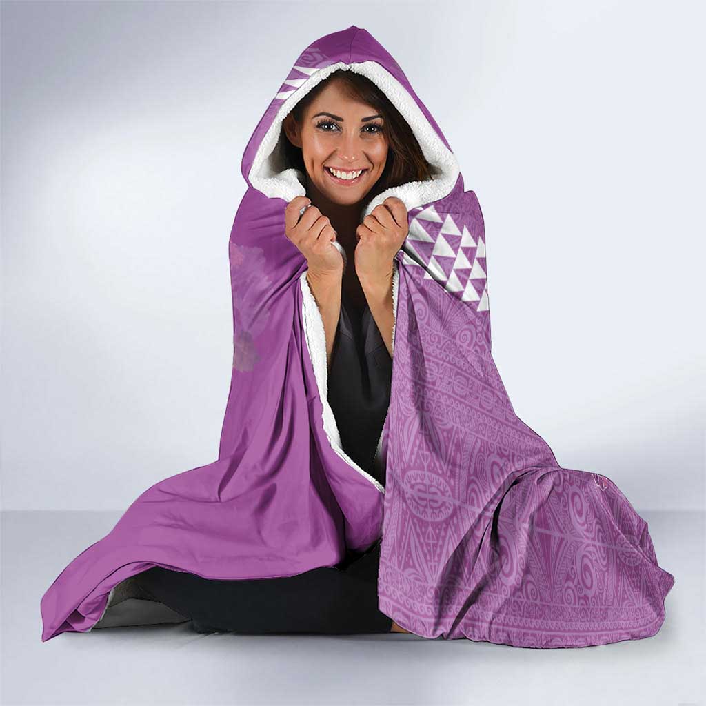 Hawaii Aloha Turtle Hibiscus and Leaves Hooded Blanket with Polynesian and Kakau Tattoos Lilac Color LT03 - Polynesian Pride