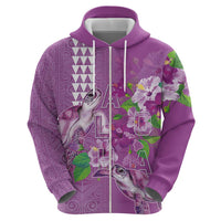 Hawaii Aloha Turtle Hibiscus and Leaves Hoodie with Polynesian and Kakau Tattoos Lilac Color LT03 - Polynesian Pride
