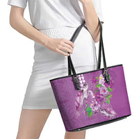 Hawaii Aloha Turtle Hibiscus and Leaves Leather Tote Bag with Polynesian and Kakau Tattoos Lilac Color LT03 - Polynesian Pride