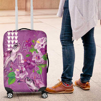 Hawaii Aloha Turtle Hibiscus and Leaves Luggage Cover with Polynesian and Kakau Tattoos Lilac Color LT03 Purple - Polynesian Pride