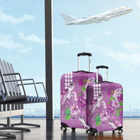Hawaii Aloha Turtle Hibiscus and Leaves Luggage Cover with Polynesian and Kakau Tattoos Lilac Color LT03 - Polynesian Pride