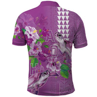 Hawaii Aloha Turtle Hibiscus and Leaves Polo Shirt with Polynesian and Kakau Tattoos Lilac Color LT03 - Polynesian Pride