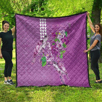 Hawaii Aloha Turtle Hibiscus and Leaves Quilt with Polynesian and Kakau Tattoos Lilac Color LT03 - Polynesian Pride