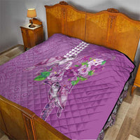 Hawaii Aloha Turtle Hibiscus and Leaves Quilt with Polynesian and Kakau Tattoos Lilac Color LT03 - Polynesian Pride