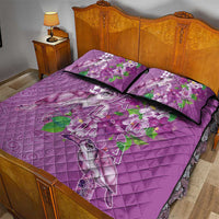 Hawaii Aloha Turtle Hibiscus and Leaves Quilt Bed Set with Polynesian and Kakau Tattoos Lilac Color LT03 - Polynesian Pride